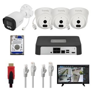 Kit De Seguridad Tiandy Ak 4 Cámaras Ip 2mp Poe, Nvr, 500gb