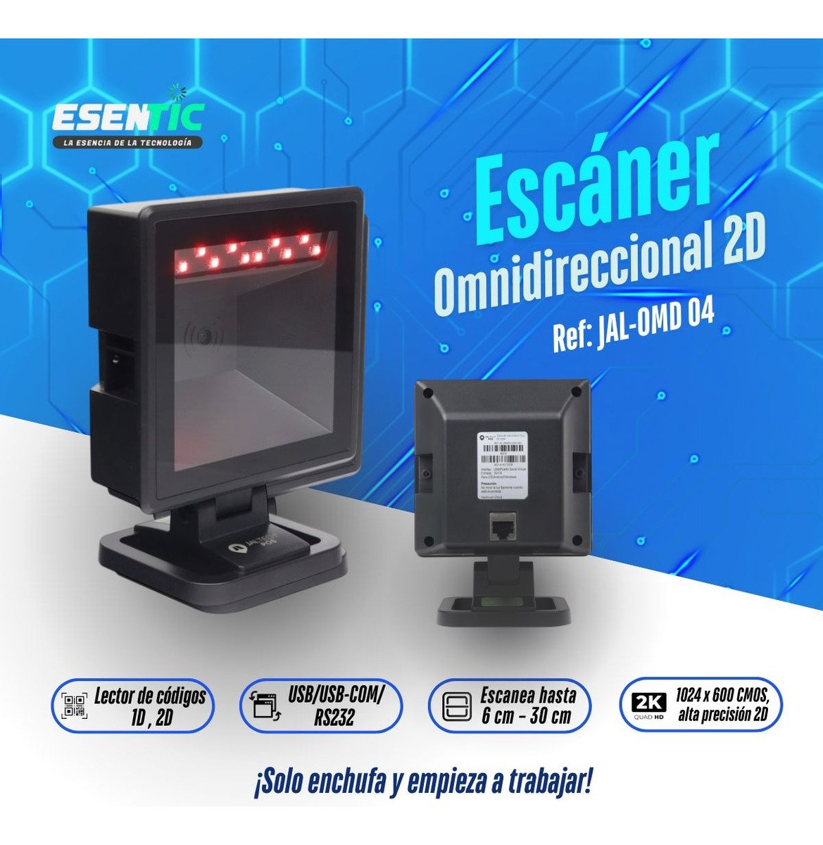 Escáner Omnidireccional Jaltech Códigos 1d-2d Usb - Imagen 5