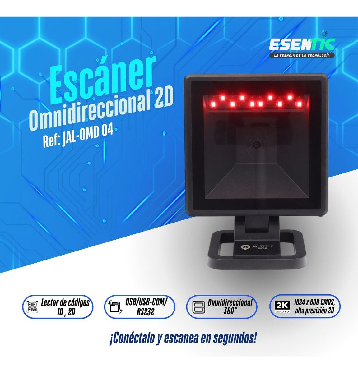 Escáner Omnidireccional Jaltech Códigos 1d-2d Usb - Imagen 4