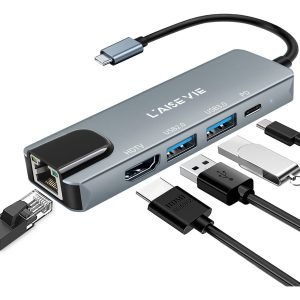 Adaptador Tipo C Rj45 Para Macbook 5 En 1 A 1.000 Mbps