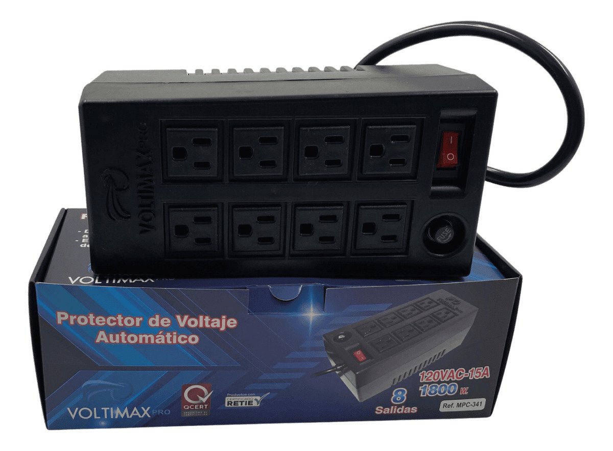 Regulador De Voltaje 1800va Voltimax Pro 8 Tomas Certificado - Imagen 2