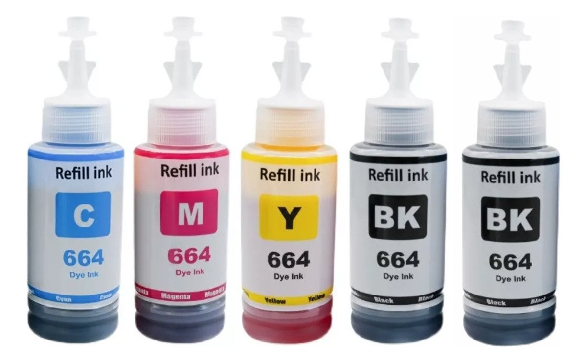 Kit X 5 Tintas Para Epson 664 L210 L395 L495 L555 L355 - Imagen 2