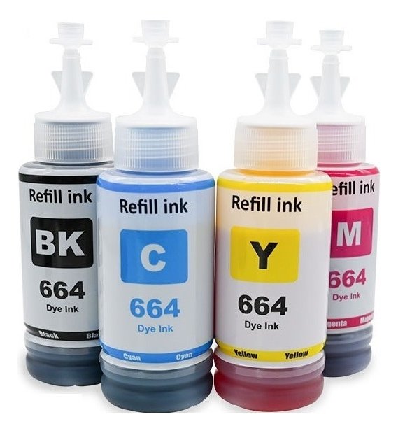 Kit X 4 Tintas Para Epson 664 L210 L380 L395 L495 L555 L355