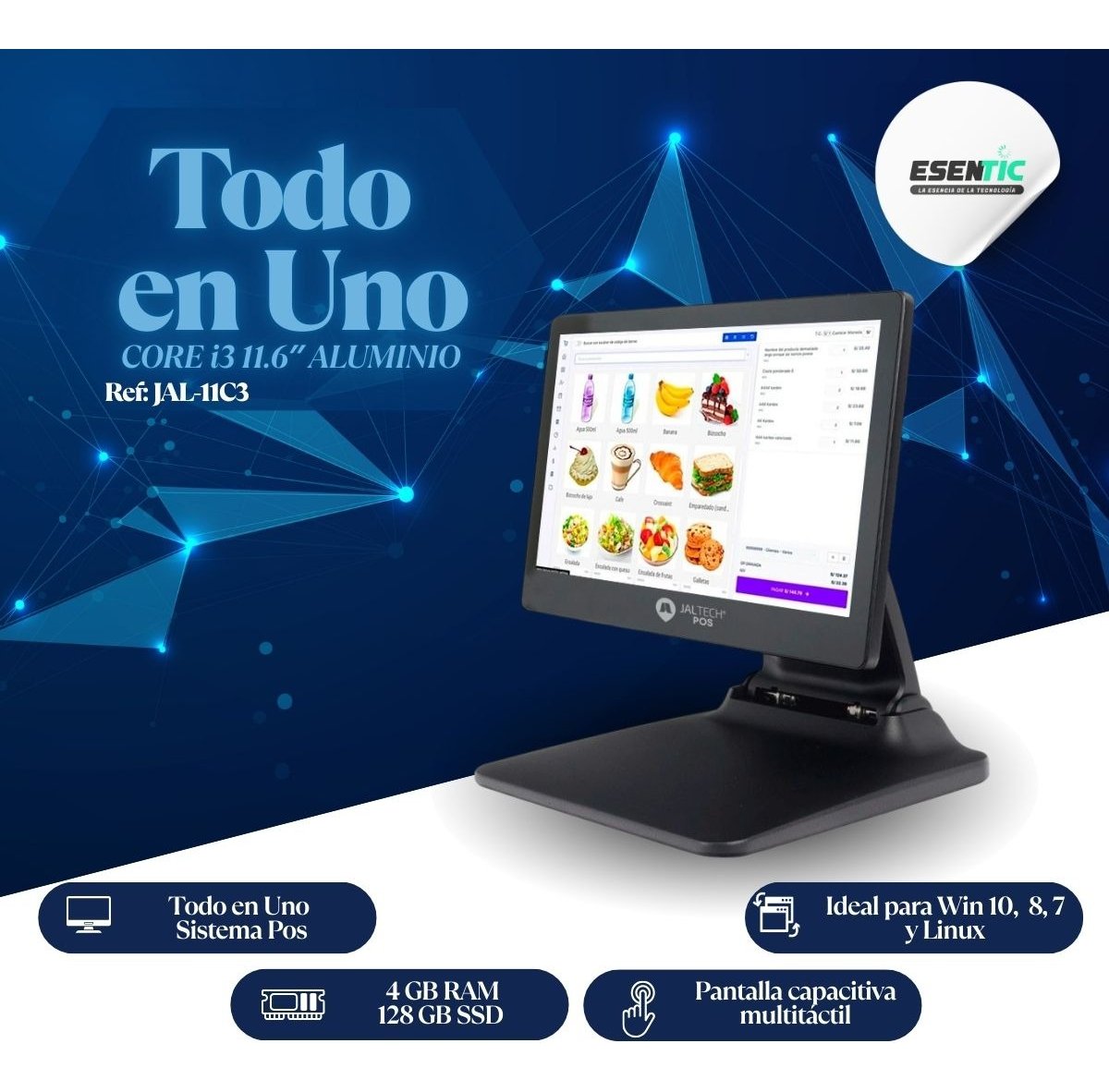 Todo En Uno Pos 11.6 Táctil Intel Core I3 Aluminio - Imagen 2