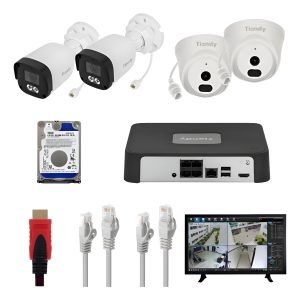 Kit De Seguridad Tiandy Ip 4 Camaras Poe 2mp Nvr Disco 500gb