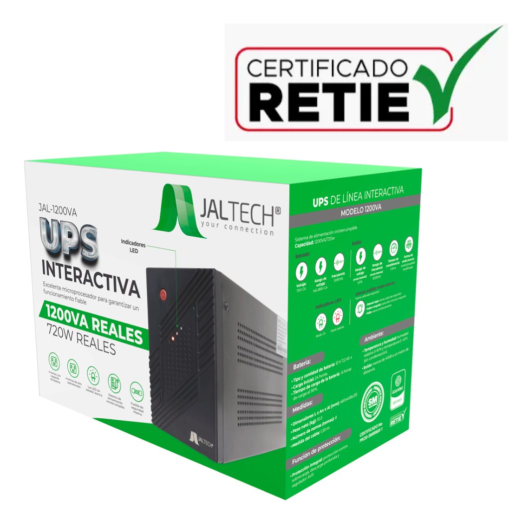 Ups Suministro De Energía De Respaldo Jaltech 1200va 8 Tomas - Imagen 3