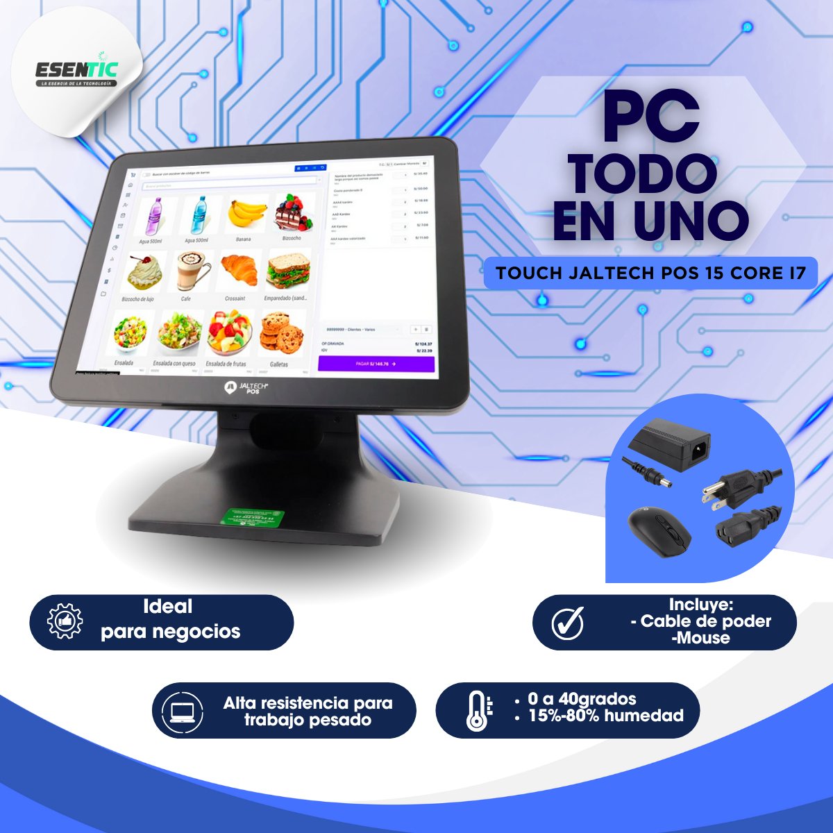 Pc Jaltech Pos Táctil I7 Plegable Aluminio 4gb 128gb - Imagen 4