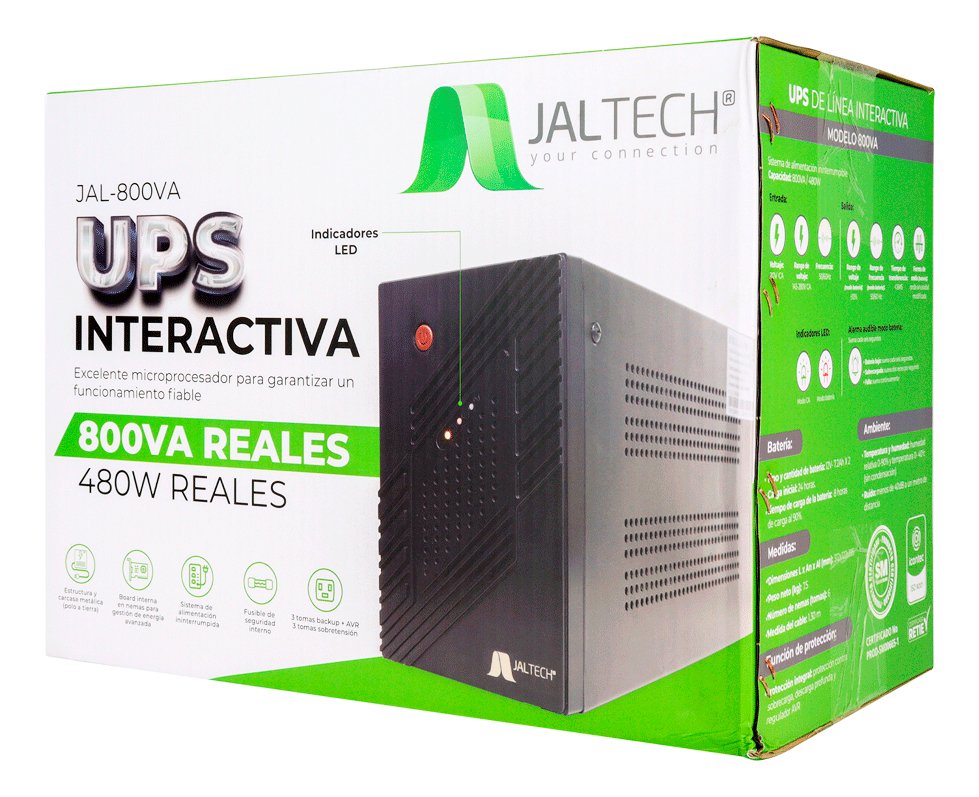 Ups Jaltech Suministro De Energía De Respaldo 800va 6 Tomas - Imagen 4