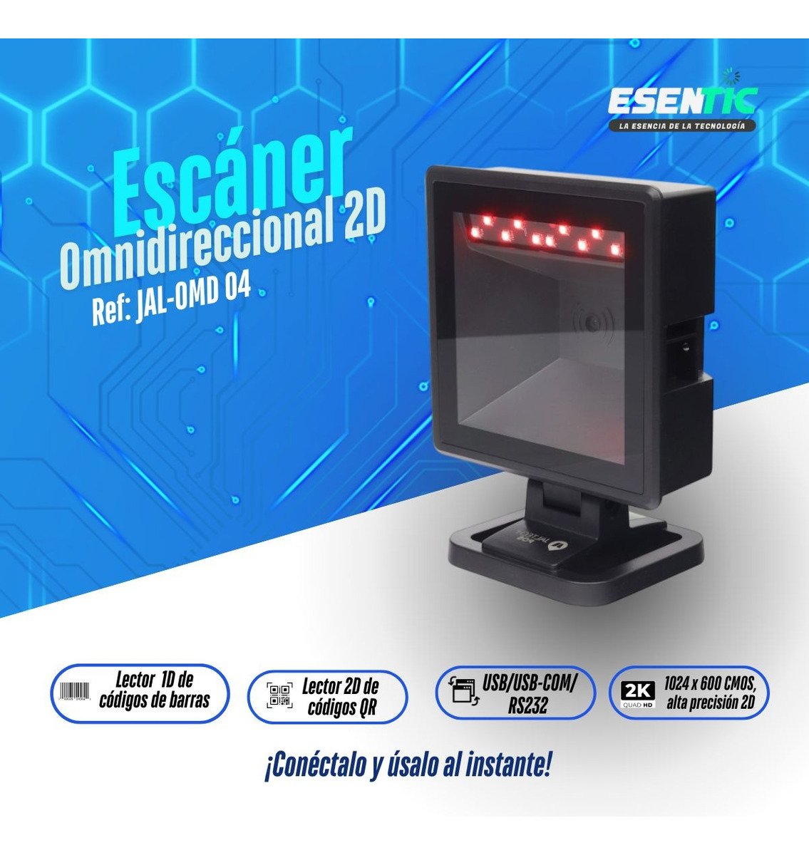 Escáner Omnidireccional Jaltech Códigos 1d-2d Usb - Imagen 2