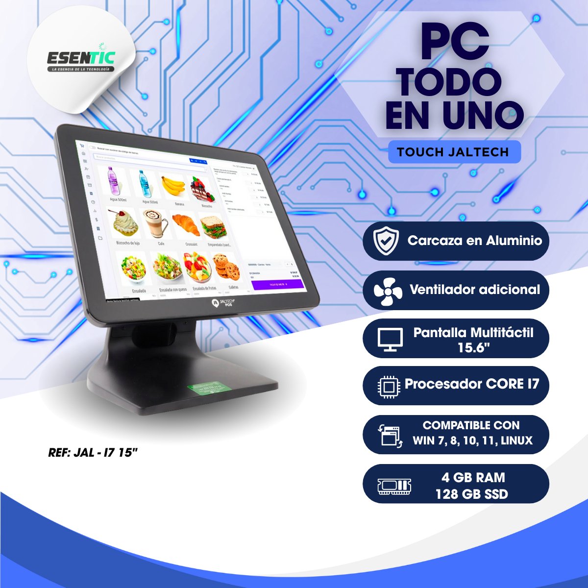 Pc Jaltech Pos Táctil I7 Plegable Aluminio 4gb 128gb - Imagen 2