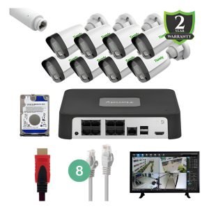 Kit Tiandy X8 De 2mp Ir 30m Micrófono Nvr 1tb Visión Noche