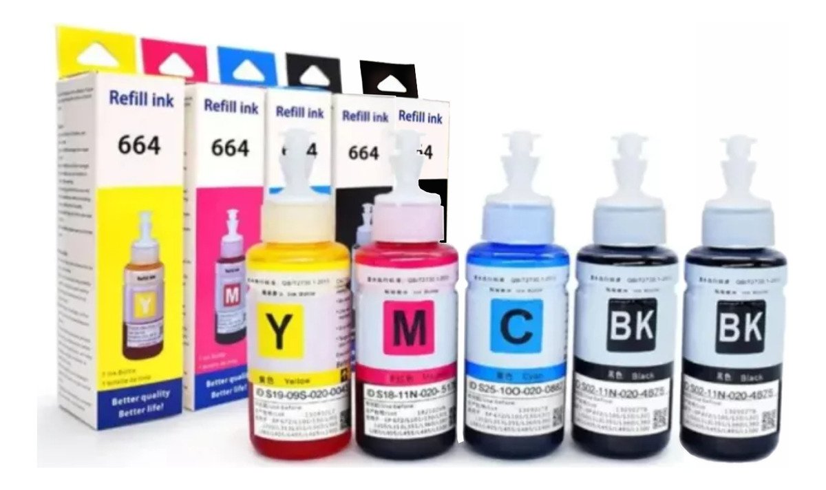 Kit X 5 Tintas Para Epson 664 L210 L395 L495 L555 L355 - Imagen 3