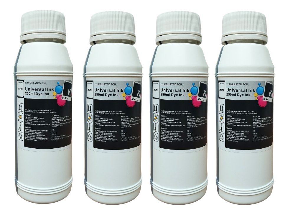 Kit X 4 Tintas Universal 250 Ml Para Sitema Adaptado - Black