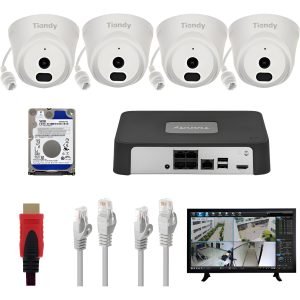 Kit De Vigilancia Tiandy Ak 4 Cámaras Ip 2mp Poe, Nvr, 500gb