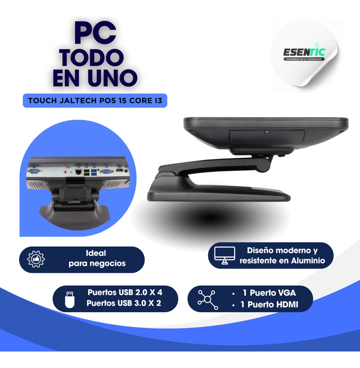 Todo En Uno Táctil Jaltech Pos 15.6 Core I7 Plegable Alumini - Imagen 5