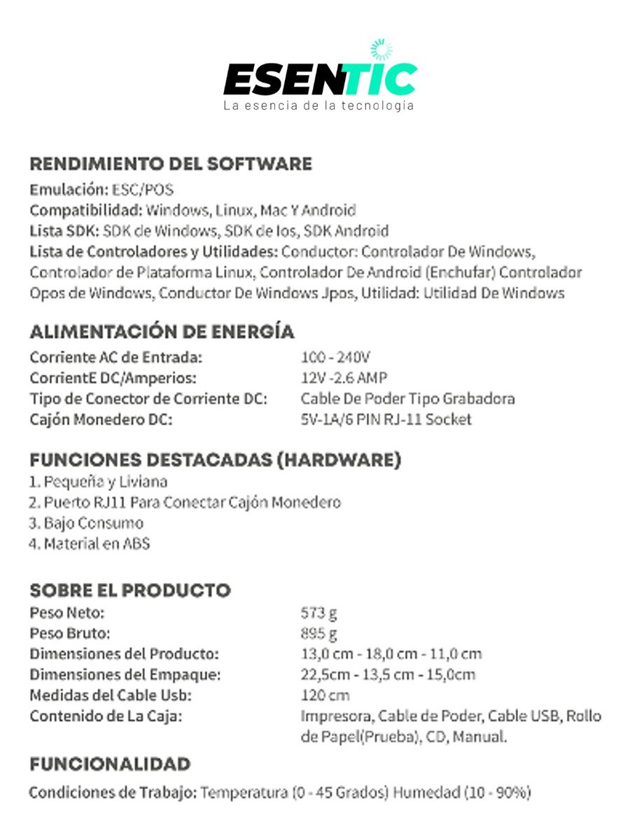 Impresora Térmica Punto De Venta Pos 58mm 586-u (40021) - Imagen 6