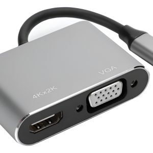 Adaptador 4 En 1 Tipo C A Hdmi+vga+usb 3.0+tipo C Dt04