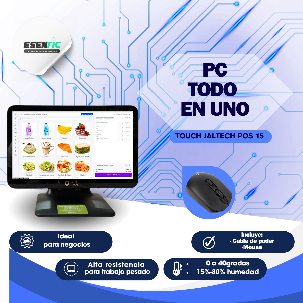 Pc Jaltech Pos Táctil I3 Plegable 8gb 256gb Windows 11 Lic - Imagen 5