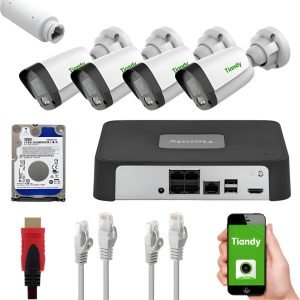 Kit Tiandy Ak 4 Cámaras Ip 2mp Bullet Nvr 500gb Hasta 30 Mts
