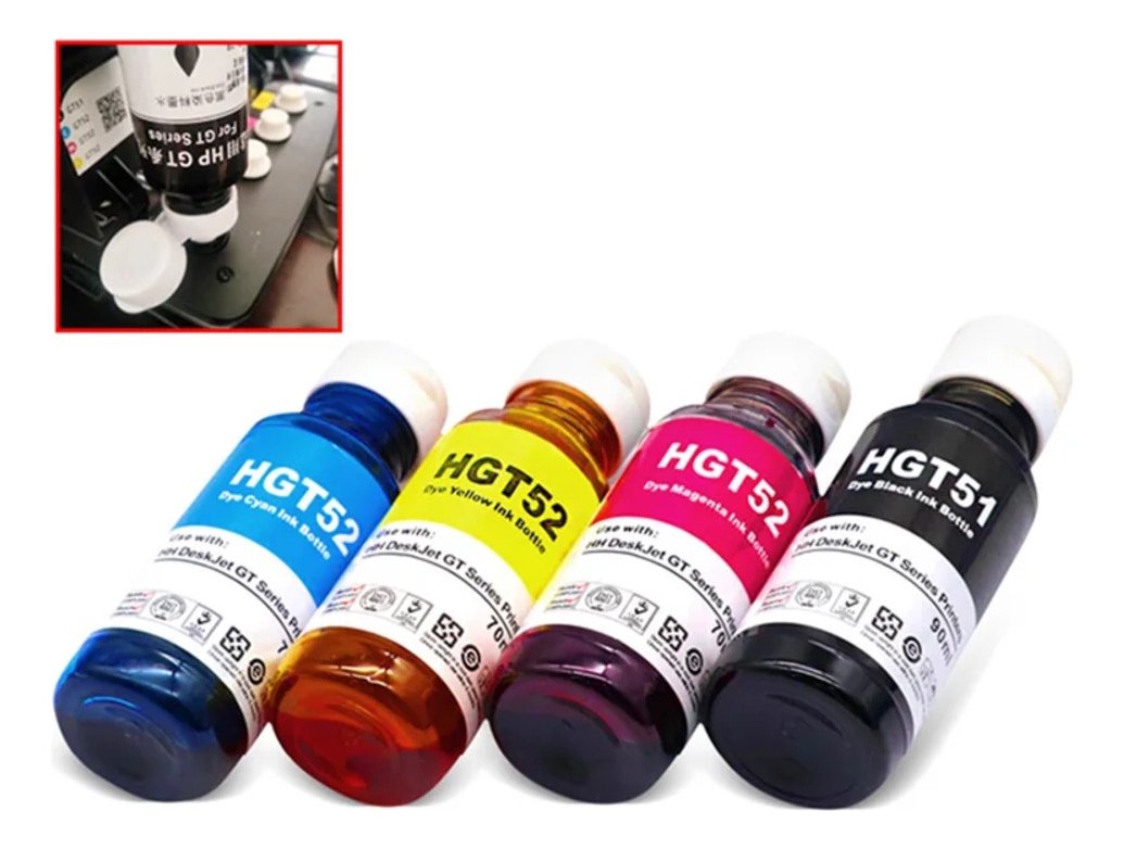 Kit X 2 Tintas Premium Para Hp Gt51 Deskjet E Inktank Negras - Imagen 4