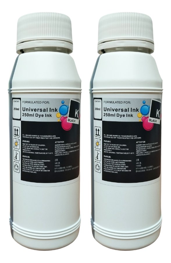 Kit X 2 Tintas Universal 250 Ml Para Sitema Adaptado Black